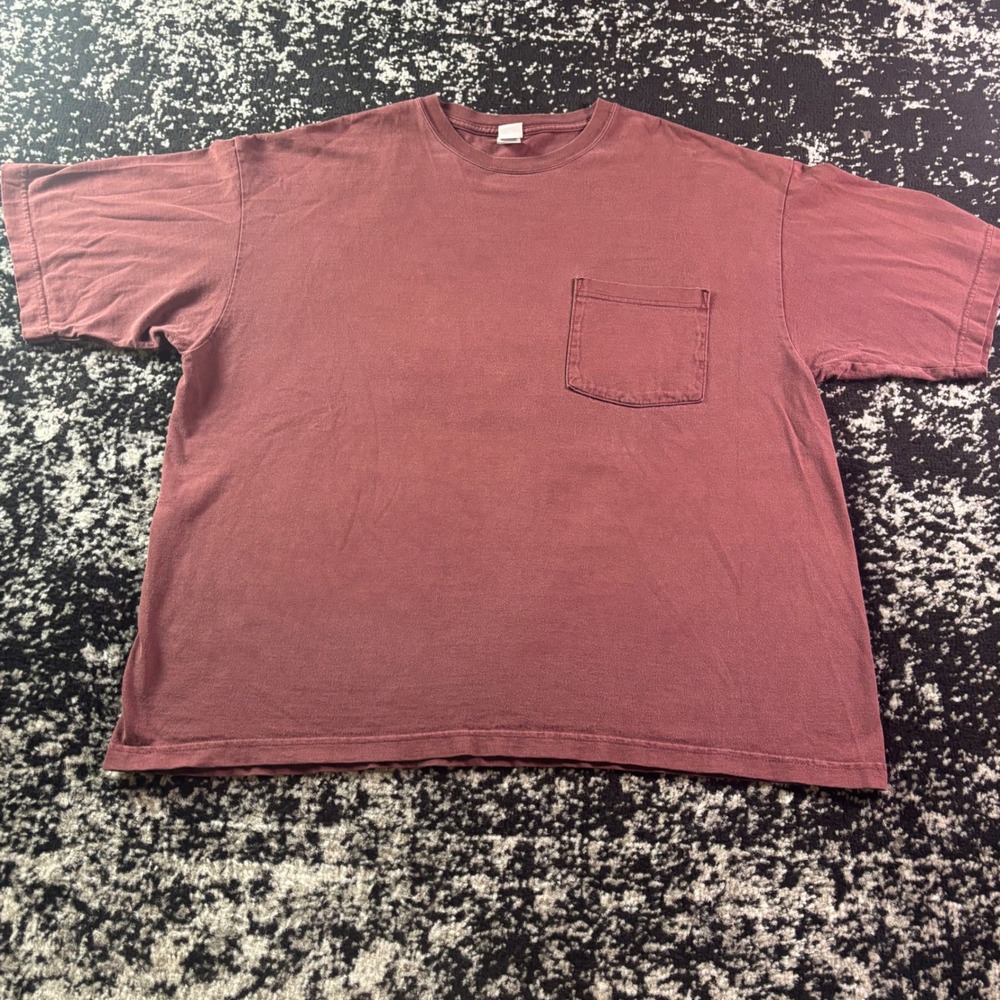 Vintage Cherokee Pocket T-Shirt Mens XL Burgundy Maroon Made in USA Cotton Tee